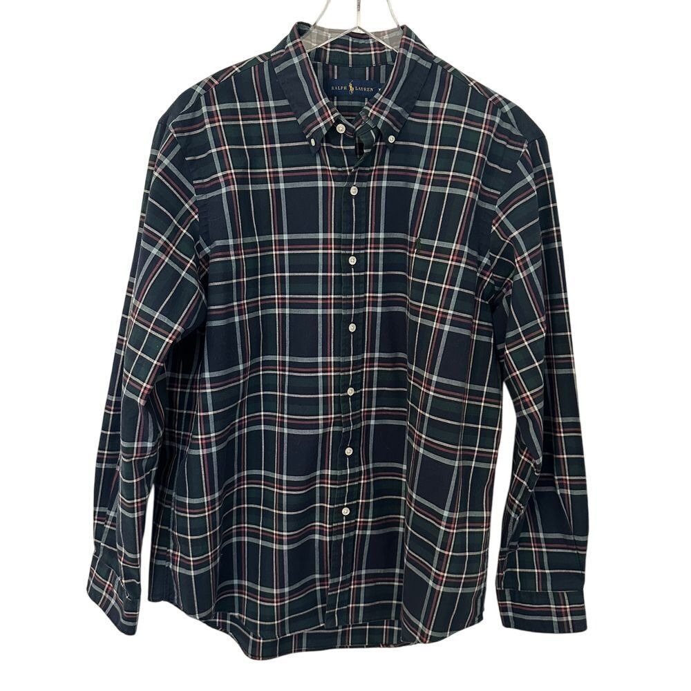 Men's Polo Ralph‎ Lauren Oxford Green Blue Plaid Button Down Shirt XL